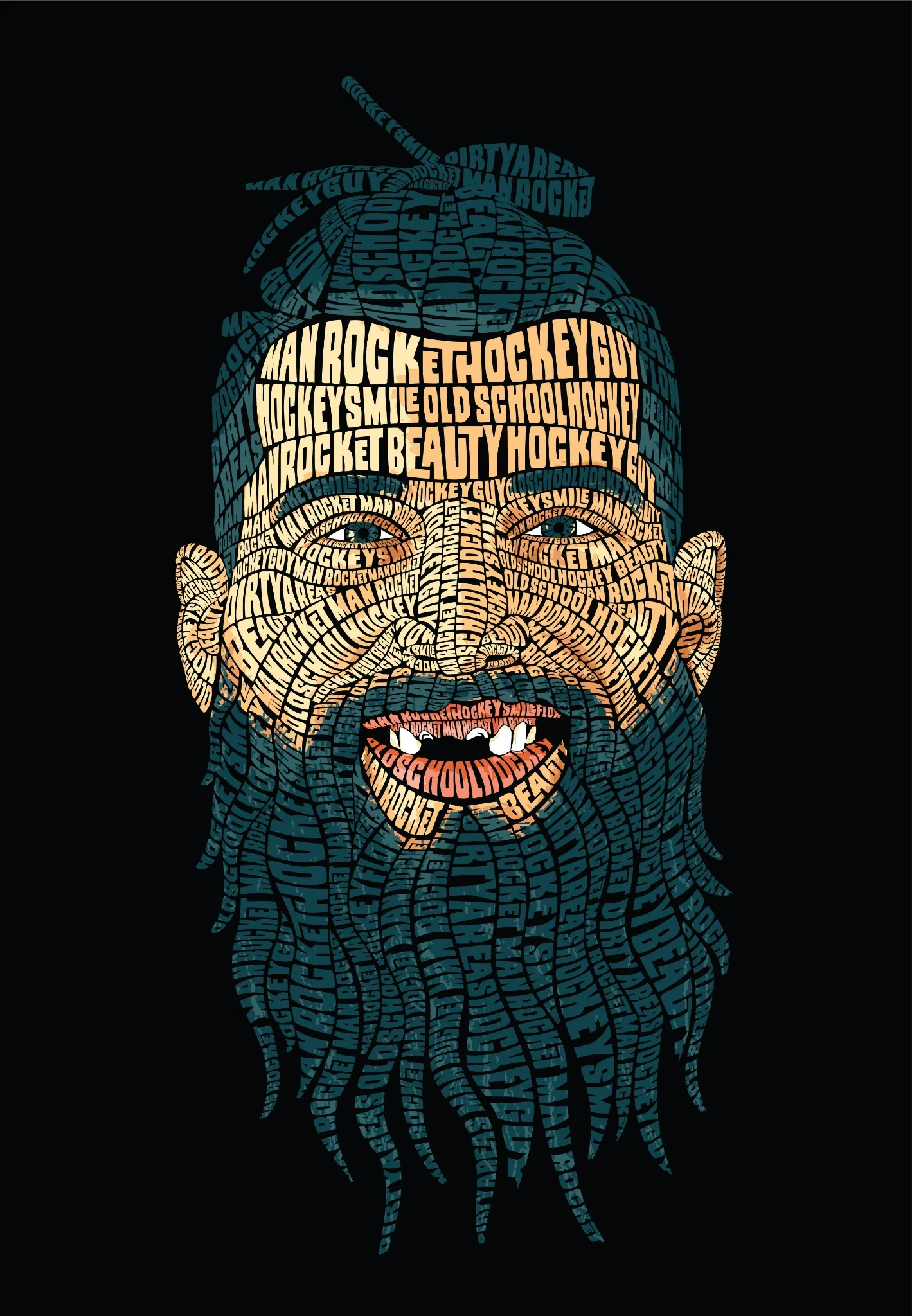 Hockey Typography Portrait illustration project