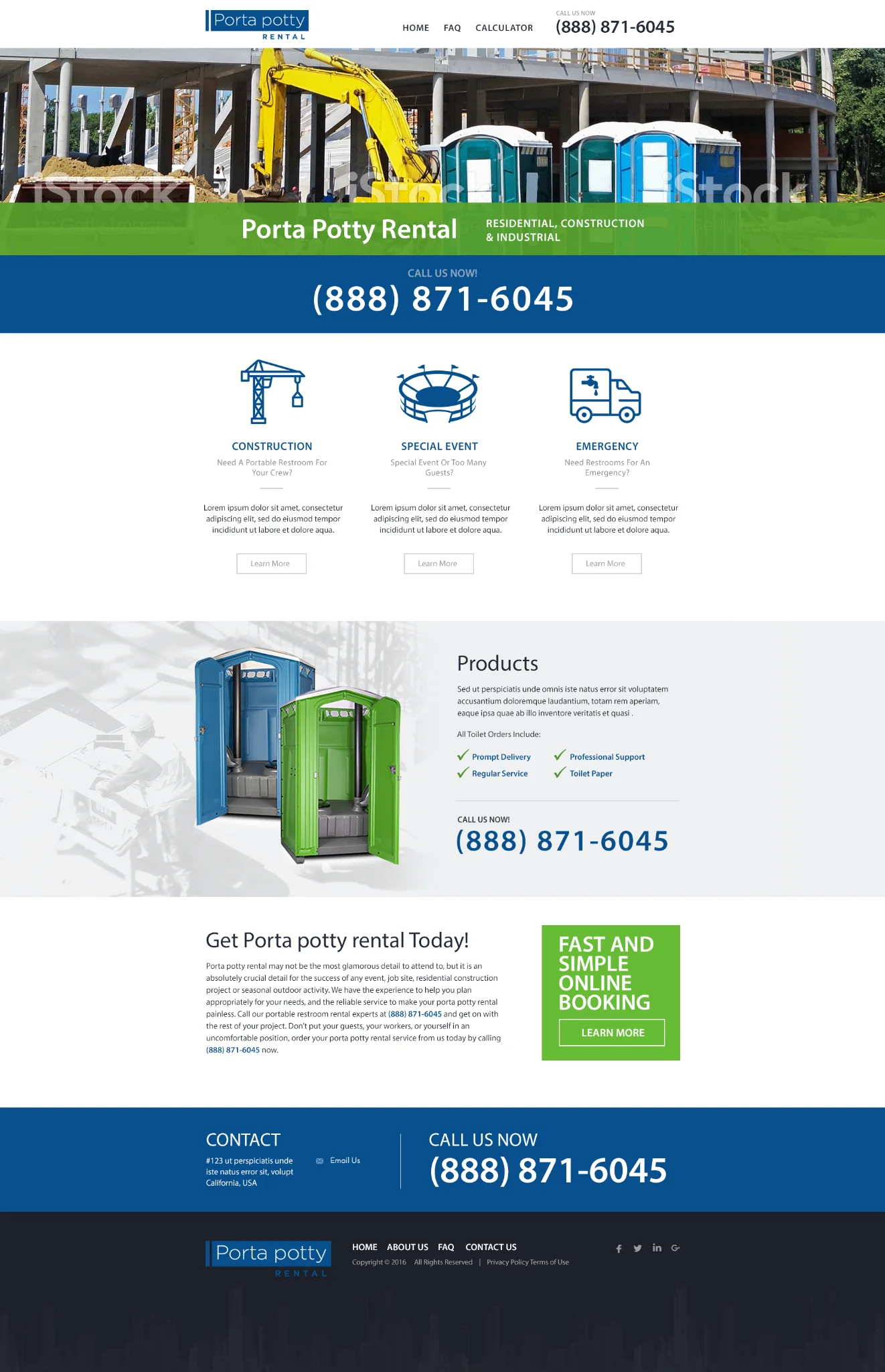 Porta Potty Rental website design