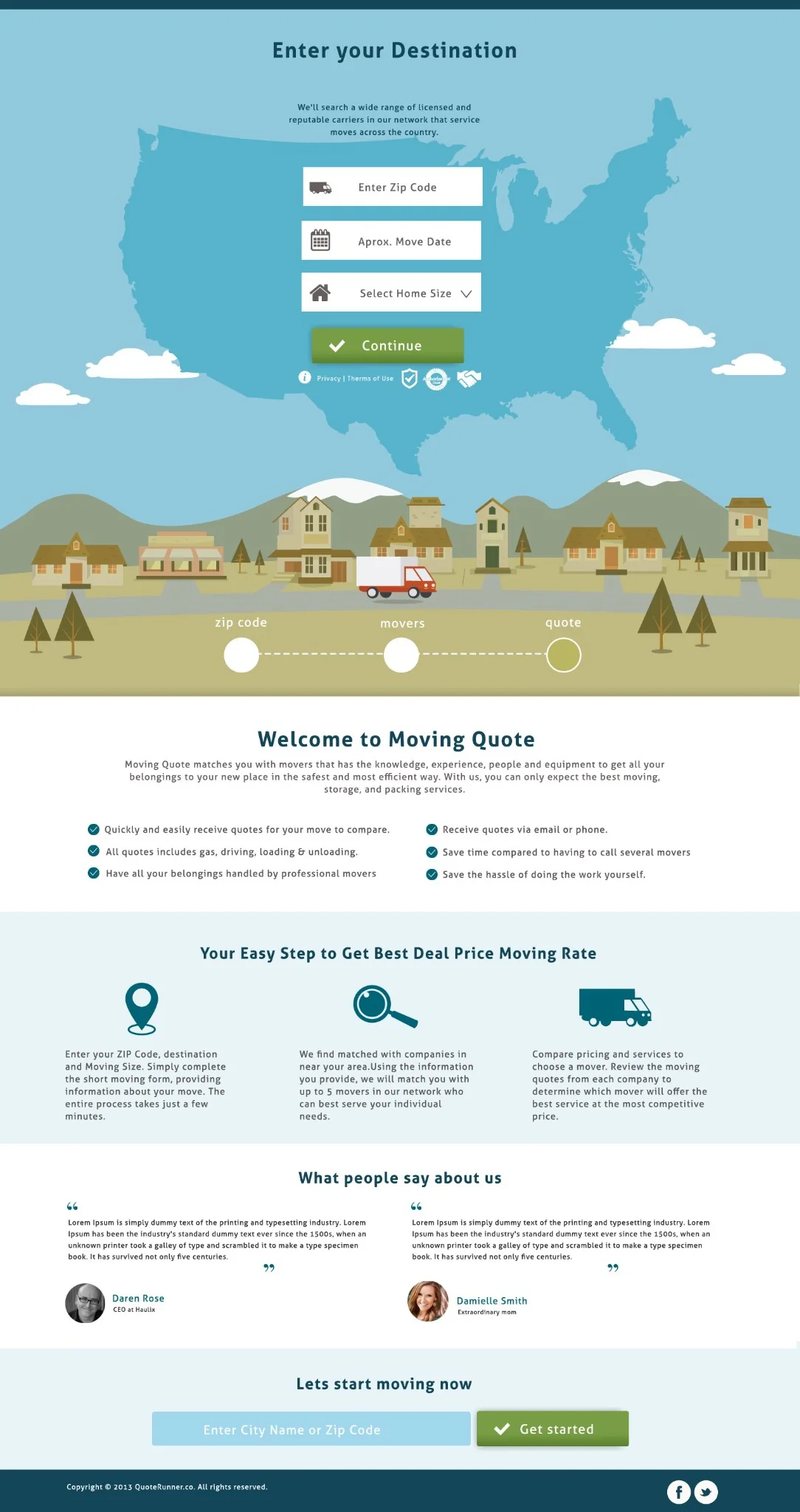Moving Quote website design