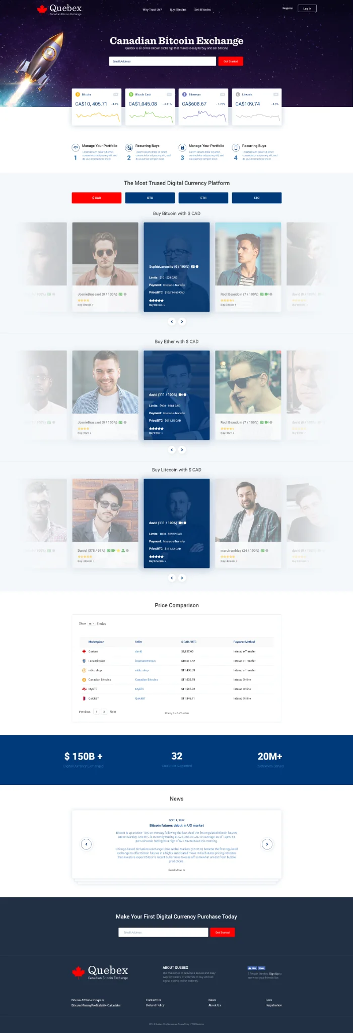 Quebex website design