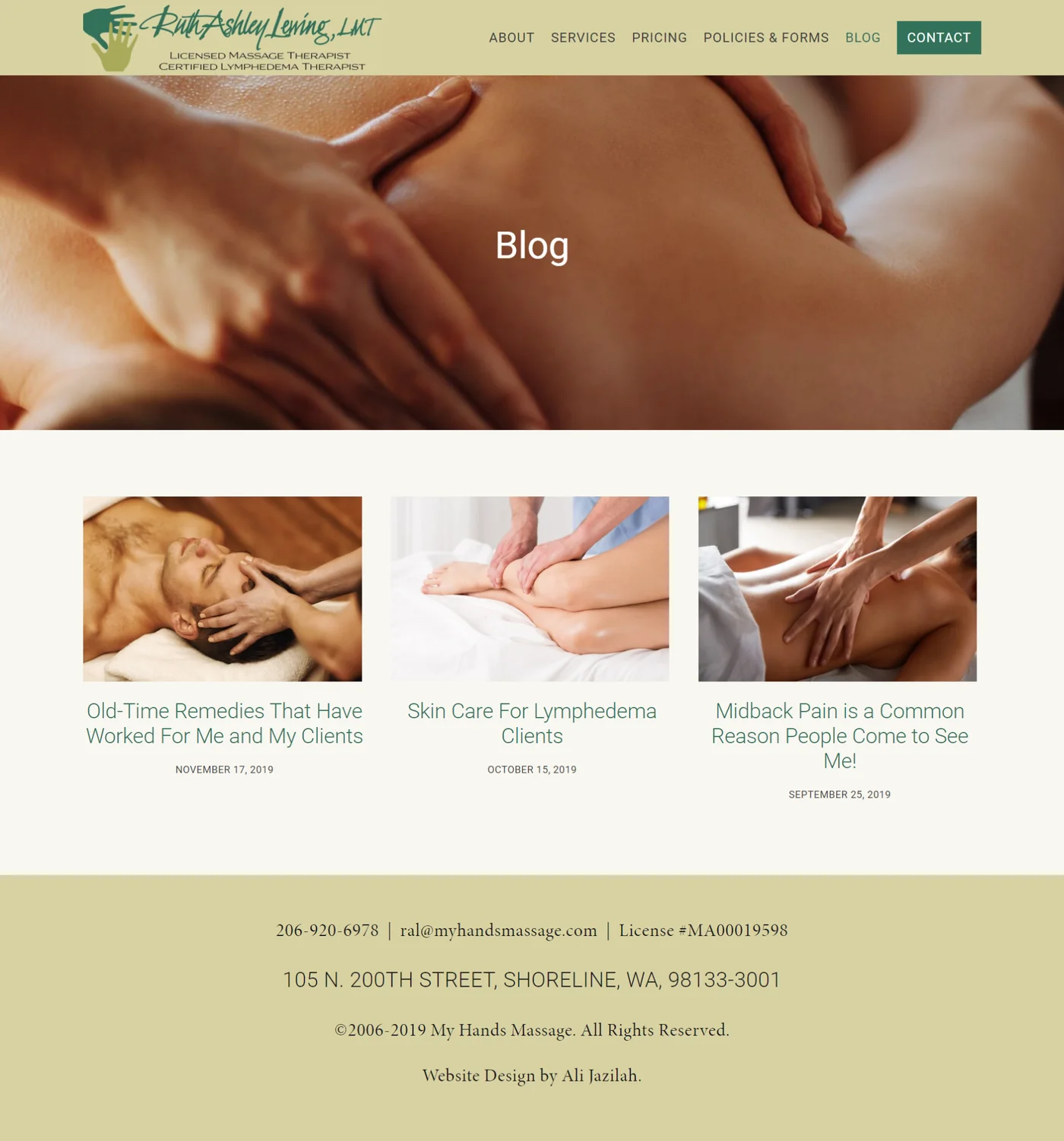 Massage Therapy website design