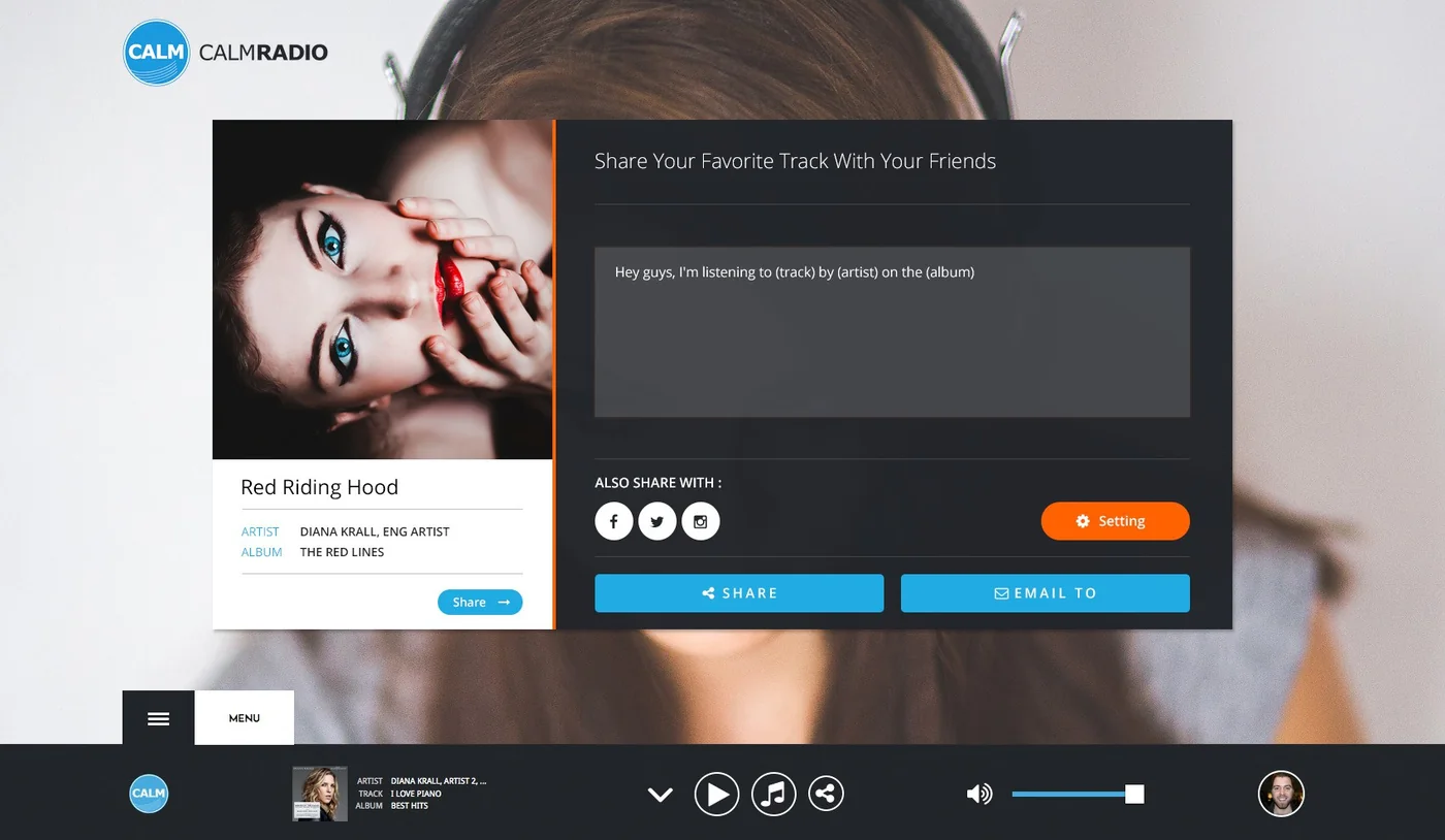 Calm Radio website design