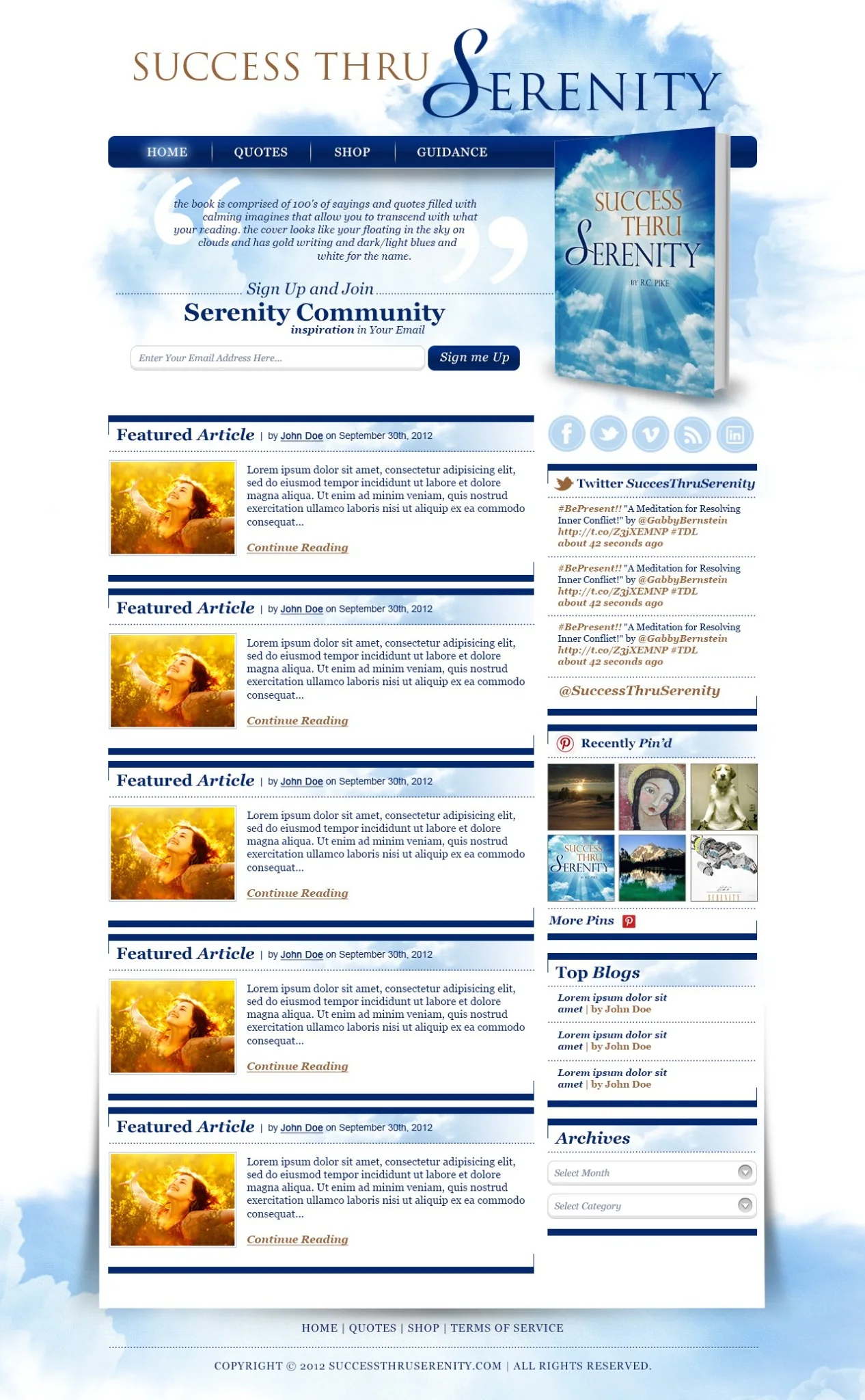 Success Thru Serenity website design